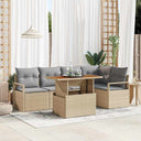 vidaXL Tuin Eettafel Set met kussen 6 pcs Zwart en Crème