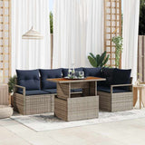 vidaXL Garden Dining Set with Cushions 6 pcs Grey and Navy Blue