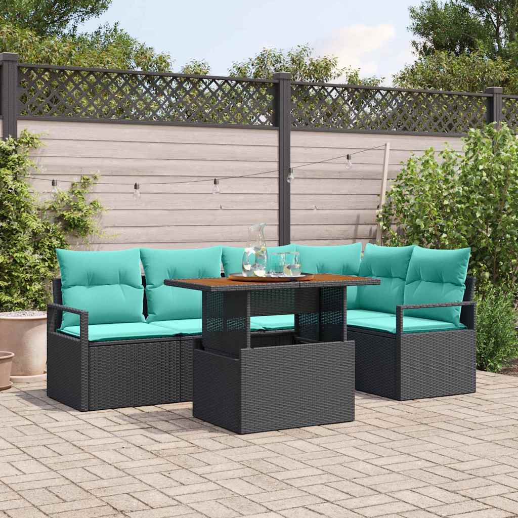 vidaXL Garden Dining Set with Cushions 6 pcs Grey and Navy Blue