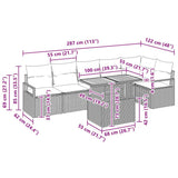vidaXL Tuin Eettafel Set met kussen 7 pcs Zwart en Crème