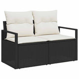 vidaXL Tuin Eettafel Set met kussen 7 pcs Zwart en Crème