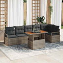 vidaXL Tuin Eettafel Set met kussen 7 pcs Zwart en Crème