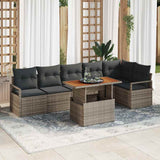 vidaXL Tuin Eettafel Set met kussen 7 pcs Zwart en Crème