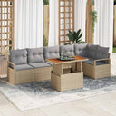 vidaXL Tuin Eettafel Set met kussen 7 pcs Zwart en Crème