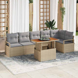 vidaXL Tuin Eettafel Set met kussen 7 pcs Zwart en Crème