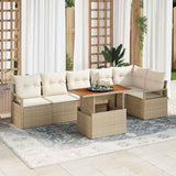 vidaXL Tuin Eettafel Set met kussen 7 pcs Zwart en Crème