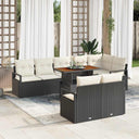 vidaXL Garden Bench Set with Cushion 9 pcs Black and Cream