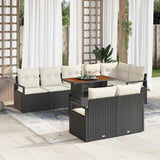 vidaXL Garden Bench Set with Cushion 9 pcs Black and Cream