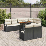 vidaXL Garden Bench Set with Cushion 9 pcs Black and Cream
