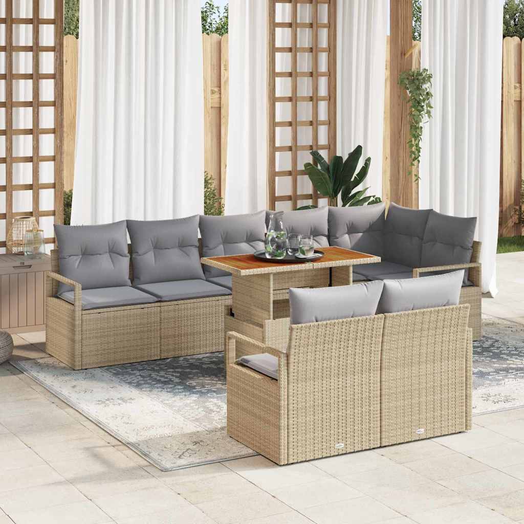 vidaXL Garden Bench Set with Cushion 9 pcs Black and Cream