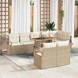 vidaXL Garden Bench Set with Cushion 9 pcs Black and Cream