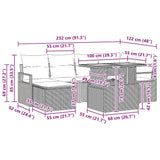 vidaXL Tuin Eettafel Set met kussen 7 pcs Zwart en Crème