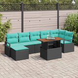 vidaXL Tuin Eettafel Set met kussen 8 pcs Grijs en Marineblauw