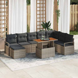 vidaXL Tuinbank Set met kussen 9 pcs Zwart en Crème