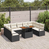 vidaXL Tuinbank Set met kussen met kussen 10 pcs Zwart en Crème