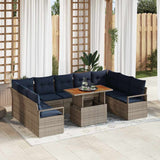 vidaXL Tuinbank Set met kussen 10 pcs Grijs en Marineblauw