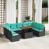 vidaXL Tuinbank Set met kussen 10 pcs Grijs en Marineblauw