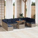 vidaXL Garden Dining Set with Cushions 11 pcs Grey and Navy Blue