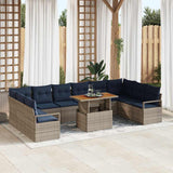 vidaXL Garden Dining Set with Cushions 11 pcs Grey and Navy Blue