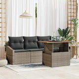vidaXL Tuinbank Set met kussen 5 pcs Zwart Poly rattan