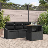 vidaXL Tuinbank Set met kussen 5 pcs Zwart Poly rattan