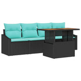 vidaXL Garden Bench Set with Cushion 5 pcs Black and Teal