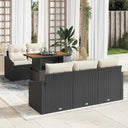 vidaXL Tuin Eettafel Set met kussen 6 pcs Zwart en Crème