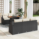 vidaXL Tuin Eettafel Set met kussen 6 pcs Zwart en Crème