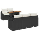vidaXL Tuin Eettafel Set met kussen 6 pcs Zwart en Crème