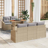 vidaXL Tuin Eettafel Set met kussen 6 pcs Zwart en Crème