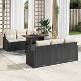 vidaXL Tuinbank Set met kussen met kussen 7 pcs Zwart en Crème