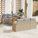 vidaXL Tuinbank Set met kussen met kussen 7 pcs Zwart en Crème