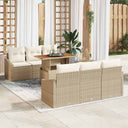 vidaXL Tuinbank Set met kussen met kussen 7 pcs Zwart en Crème