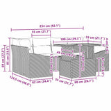 vidaXL Tuin Eettafel Set met kussen 7 pcs Zwart en Crème