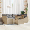 vidaXL Tuin Eettafel Set met kussen 7 pcs Zwart en Crème