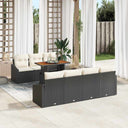 vidaXL Tuin Eettafel Set met kussen 8 pcs Zwart en Crème
