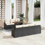 vidaXL Tuin Eettafel Set met kussen 8 pcs Zwart en Crème