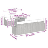 vidaXL Tuin Eettafel Set met kussen 8 pcs Zwart en Crème