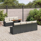 vidaXL Tuin Eettafel Set met kussen 8 pcs Zwart en Crème