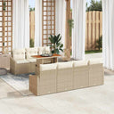 vidaXL Tuin Eettafel Set met kussen 8 pcs Zwart en Crème