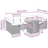 vidaXL Tuin Eettafel Set met kussen 8 pcs Zwart en Crème