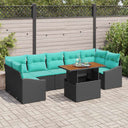 vidaXL Garden Dining Set with Cushions 8 pcs Black and Teal