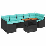 vidaXL Garden Dining Set with Cushions 8 pcs Black and Teal