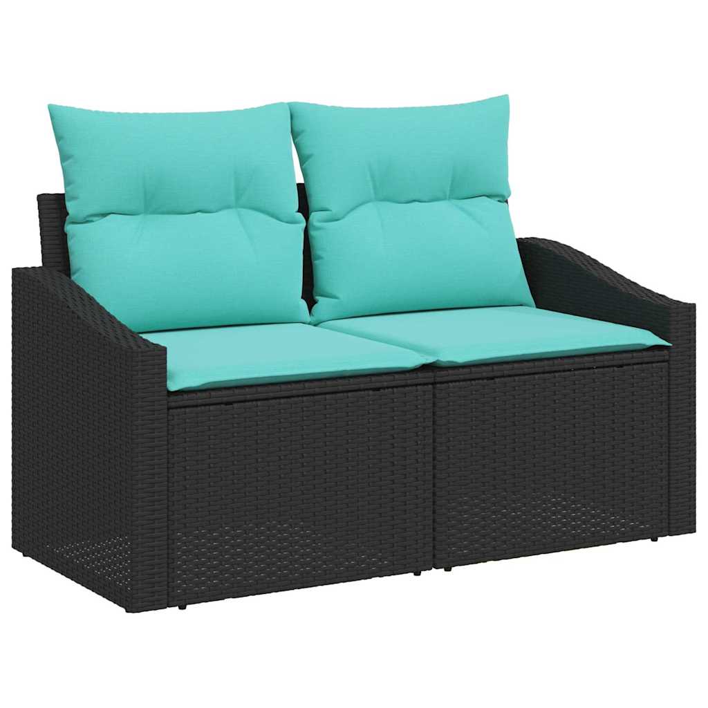 vidaXL Garden Dining Set with Cushions 8 pcs Black and Teal