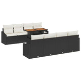 vidaXL Garden Dining Set with Cushions 9 pcs Black and Cream
