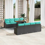 vidaXL Tuinbank Set met kussen 9 pcs Zwart en Blauwgroen