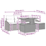 vidaXL Garden Dining Set with cushions 6 pcs Black and Cream
