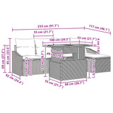 vidaXL Tuin Eettafel Set met kussen 6 pcs Zwart en Blauwgroen