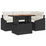 vidaXL Tuin Eettafel Set met kussen 5 pcs Zwart en Crème
