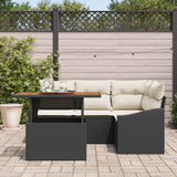 vidaXL Tuin Eettafel Set met kussen 5 pcs Zwart en Crème